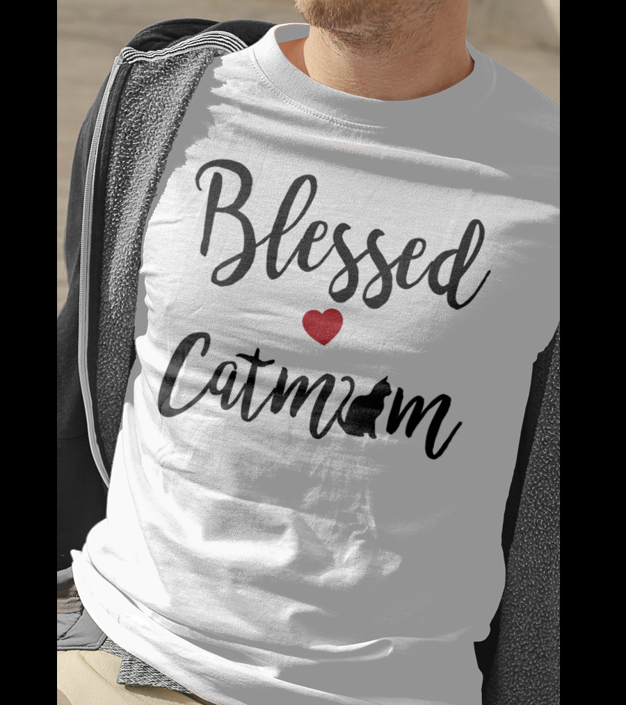 Blessed Heart Cat Mom Cat Lover T-Shirt