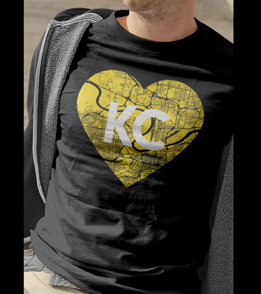 I Love Kansas City Football KC Heart Map T-Shirt