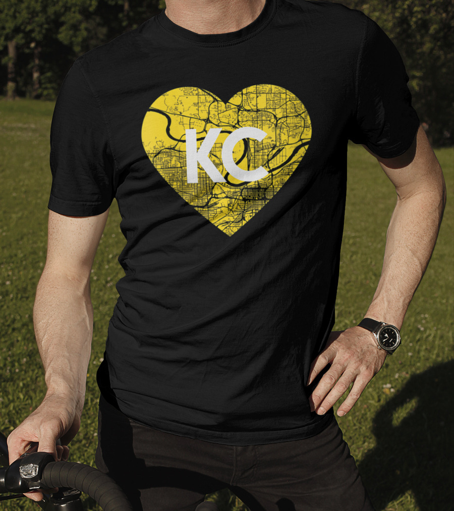 I Love Kansas City Football KC Heart Map T-Shirt