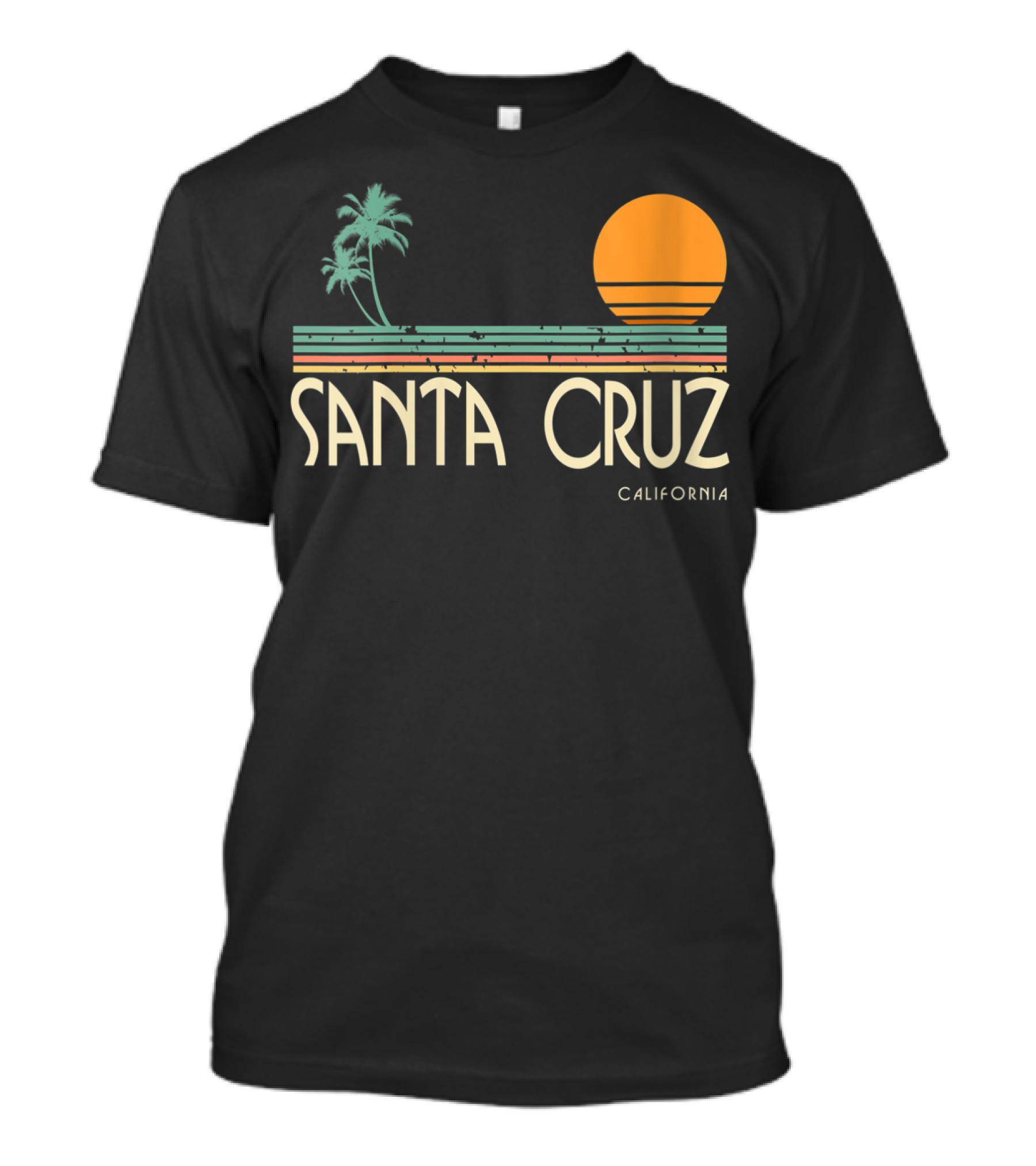 Santa Cruz California Retro Sunset With Palm Trees T-Shirt