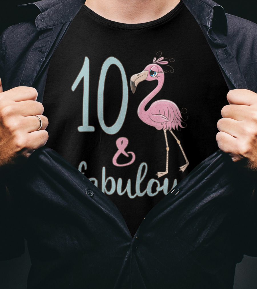 10 And Fabulous Birthday Flamingo 10th Bday Girl T-Shirt
