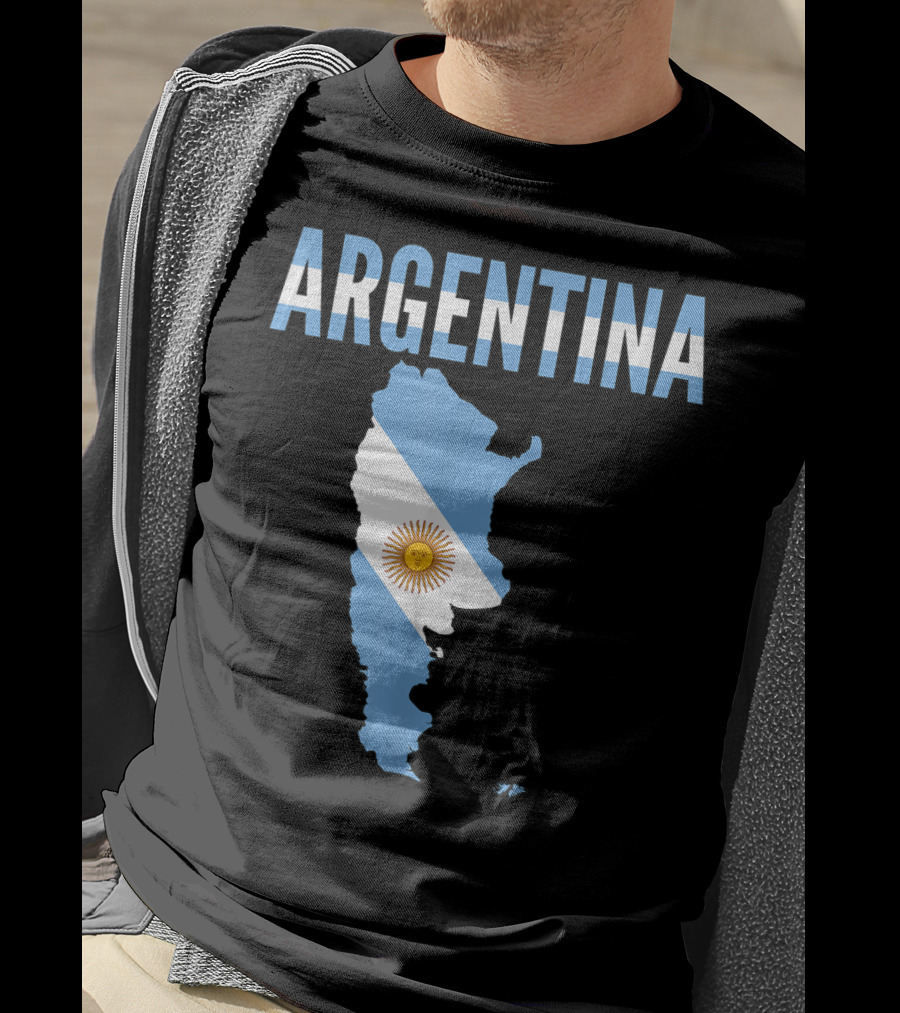 ARGENTINA Map Country Flag Sun Emblem T-Shirt