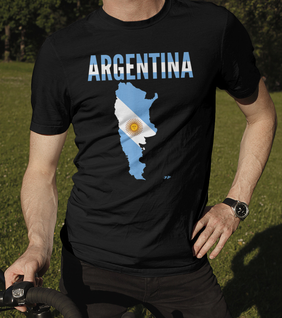 ARGENTINA Map Country Flag Sun Emblem T-Shirt