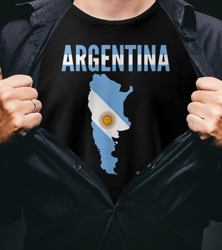 ARGENTINA Map Country Flag Sun Emblem T-Shirt