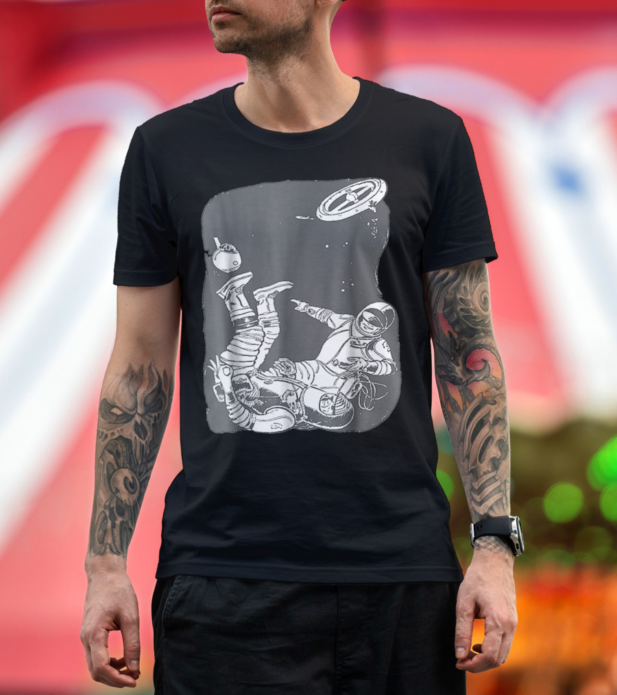 Astronaut Playing Circle Game in Space Prank Meme T-Shirt
