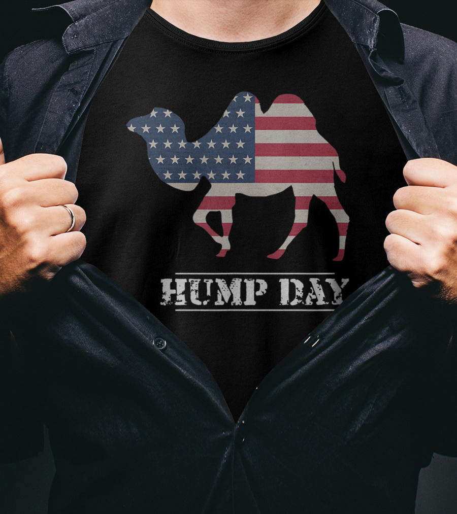 Hump Day American Flag Camel Funny T-Shirt