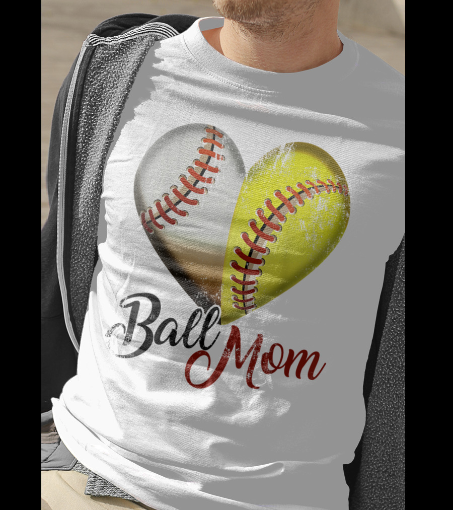 Ball Mom Heart Baseball Players Funny T-Shirt