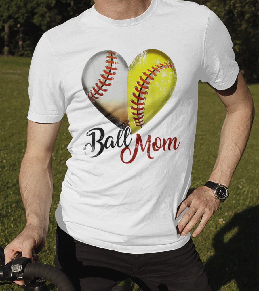 Ball Mom Heart Baseball Players Funny T-Shirt