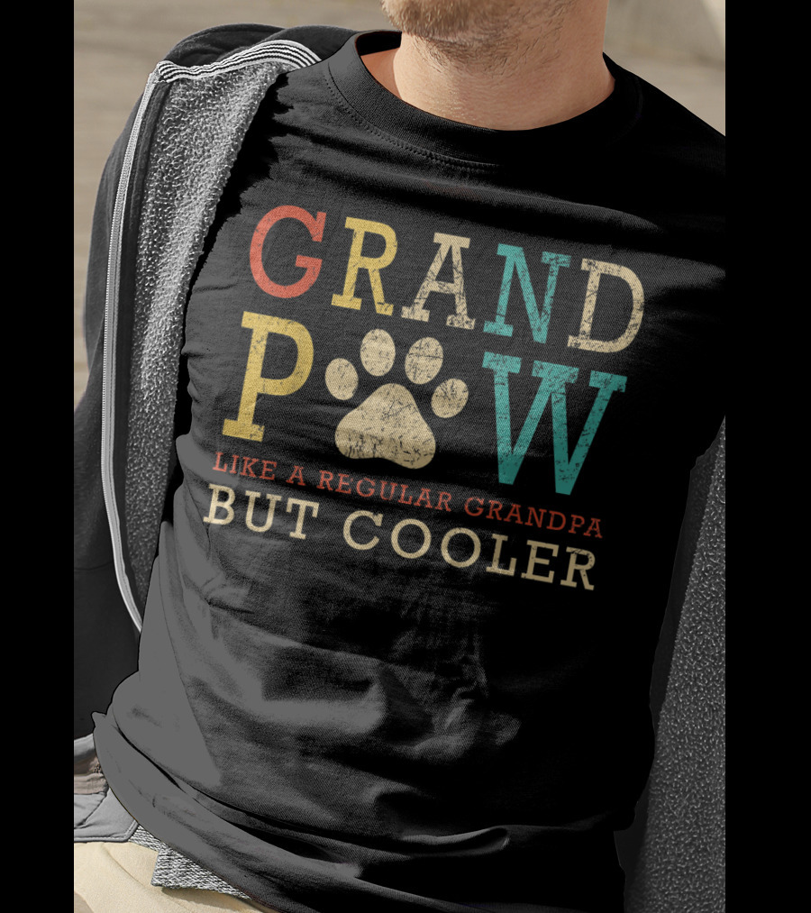 Funny Grand Paw Like Regular Grandpa But Cooler Vintage Dogs T-Shirt