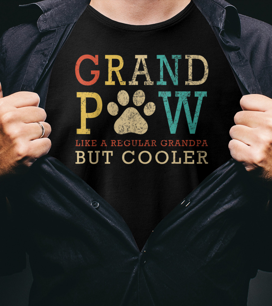Funny Grand Paw Like Regular Grandpa But Cooler Vintage Dogs T-Shirt