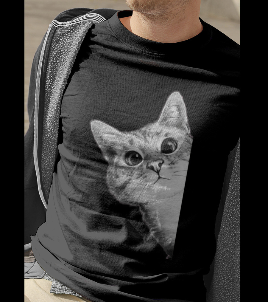 Funny Ninja Cat Meme Peekaboo T-Shirt