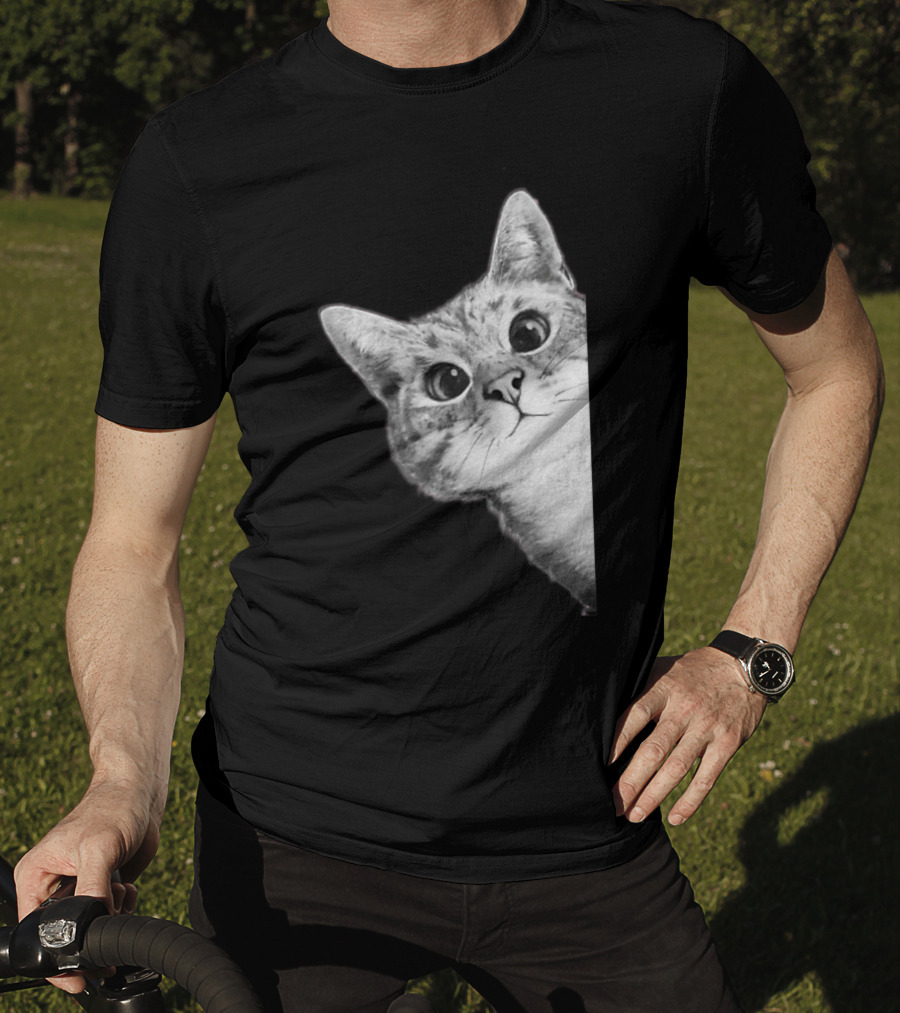 Funny Ninja Cat Meme Peekaboo T-Shirt
