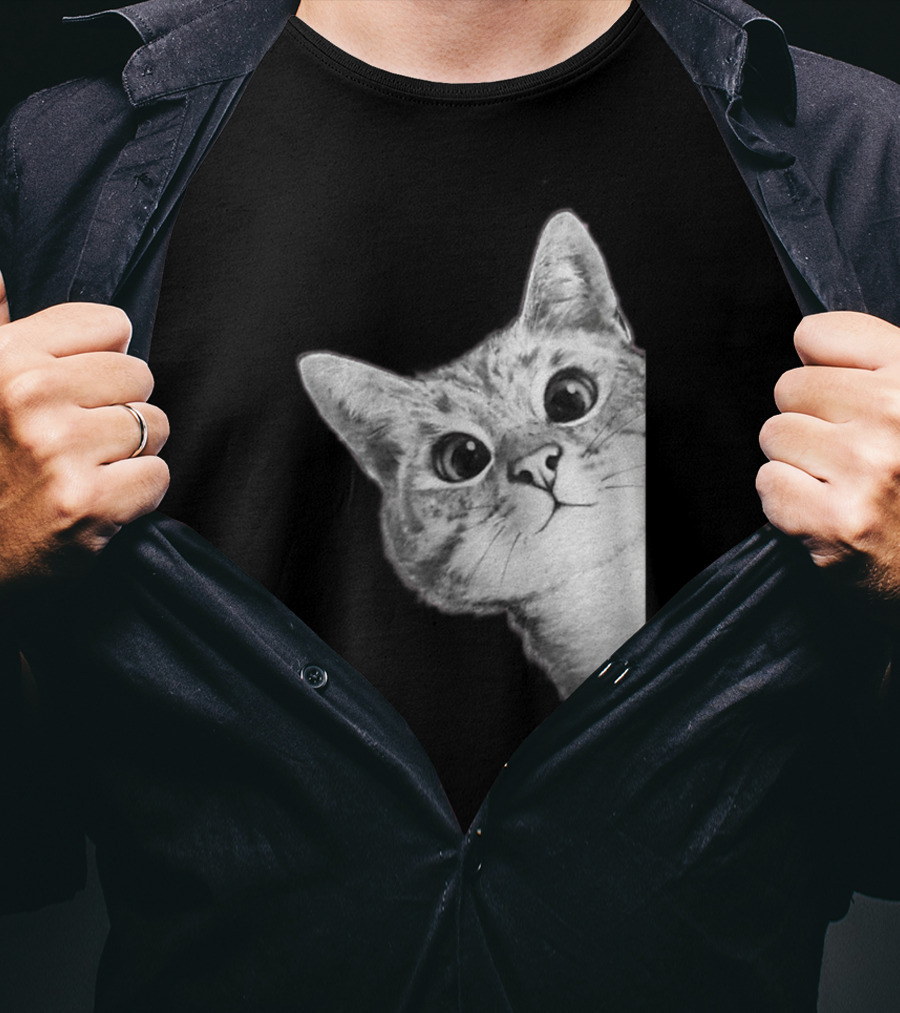 Funny Ninja Cat Meme Peekaboo T-Shirt
