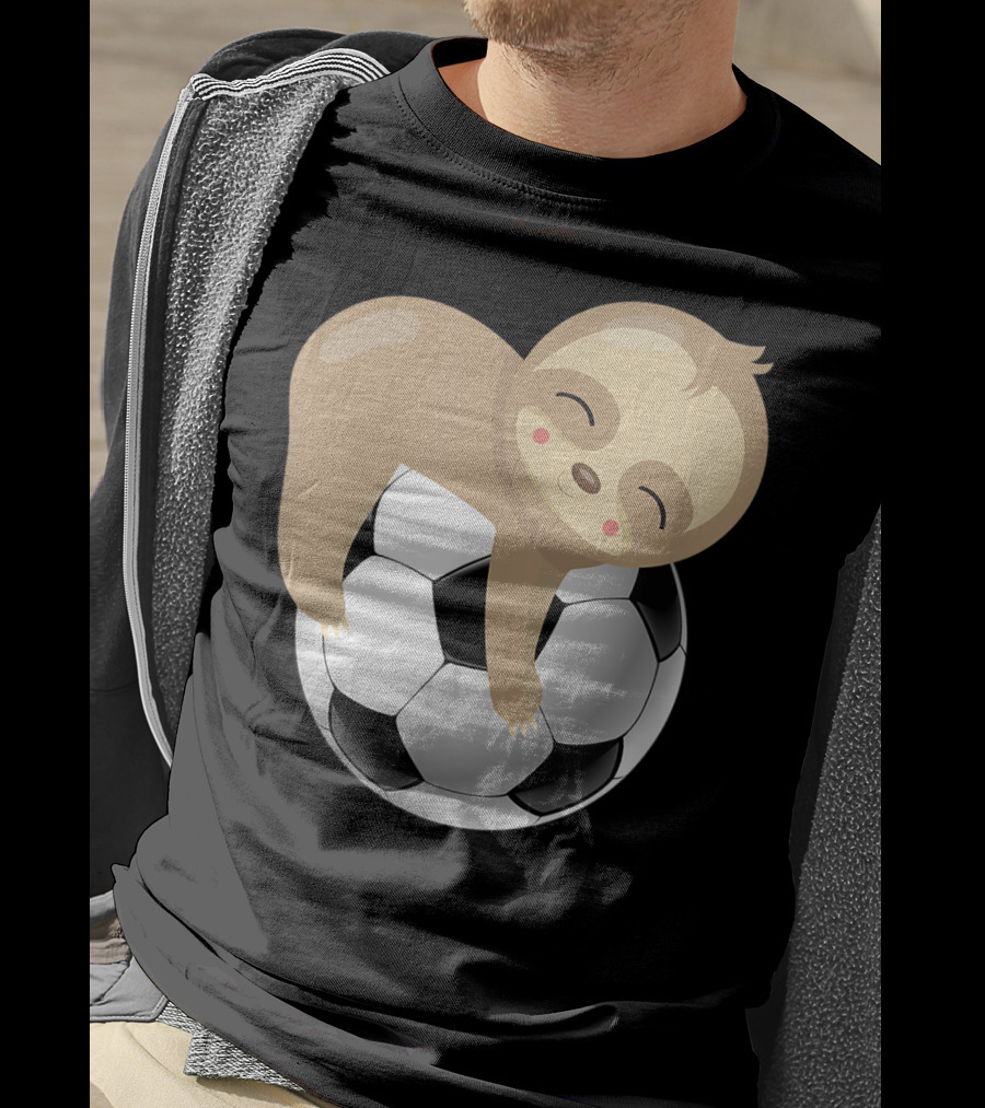Baby Sloth Hugging Soccer Ball T-Shirt