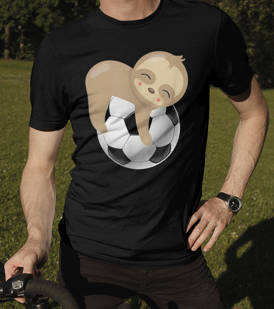 Baby Sloth Hugging Soccer Ball T-Shirt