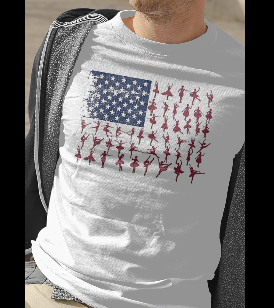 Ballet Dancer Kids American Flag July T-Shirt