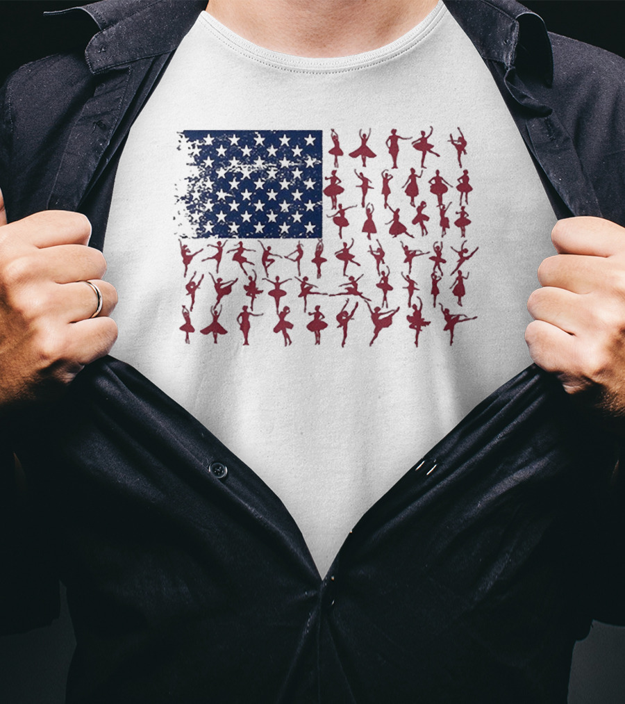 Ballet Dancer Kids American Flag July T-Shirt