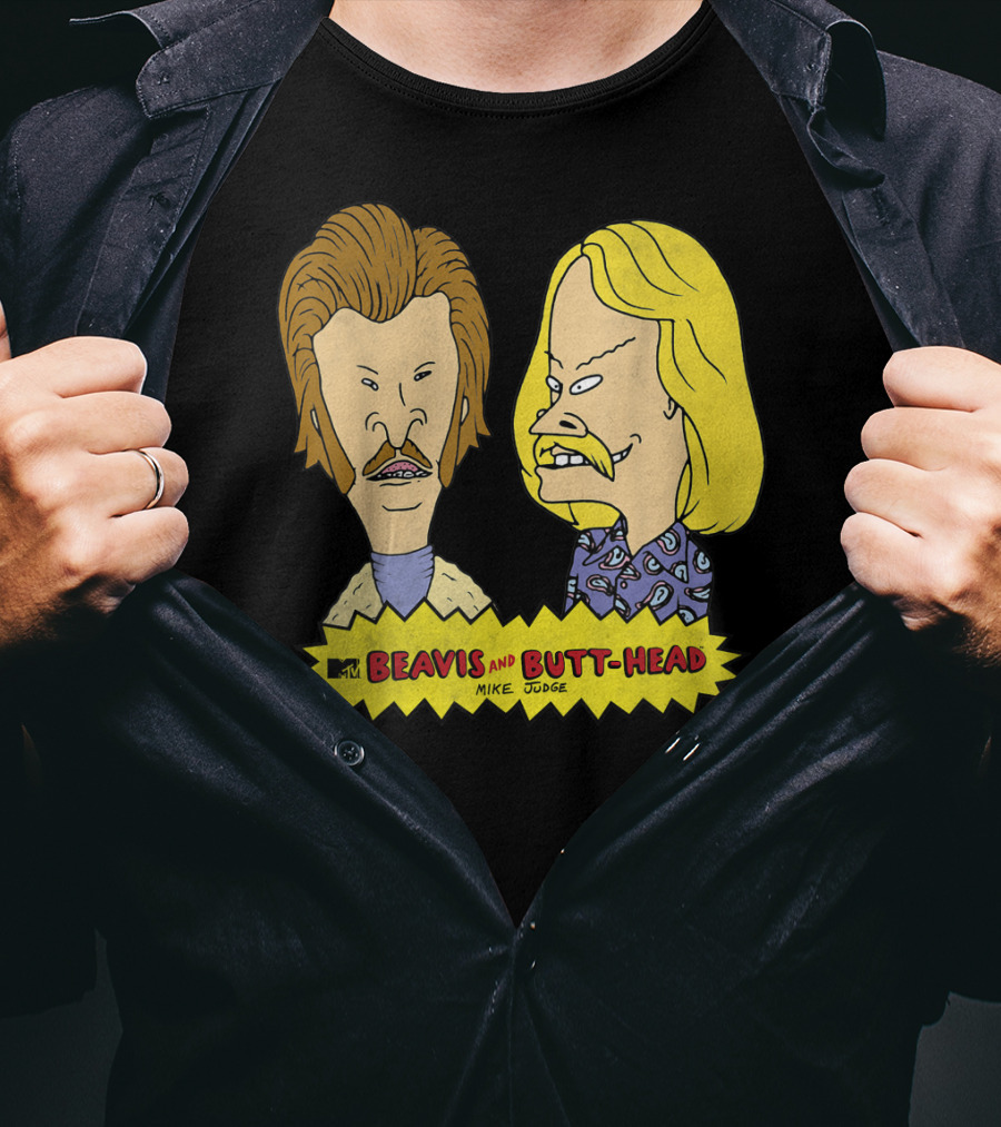 MTV Beavis And Butt-Head Seventies Mustaches Retro Look By Mike Judge T-Shirt
