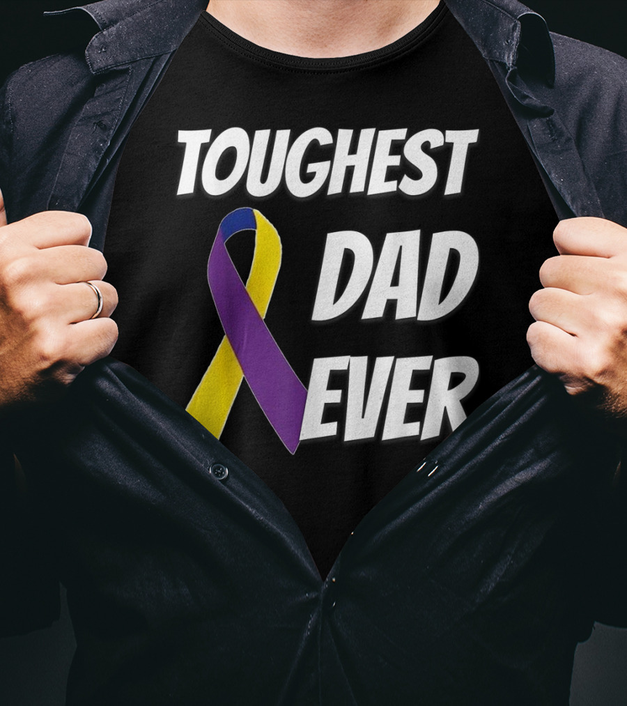 Toughest Dad Ever Bladder Cancer Yellow Ribbon Awareness T-Shirt