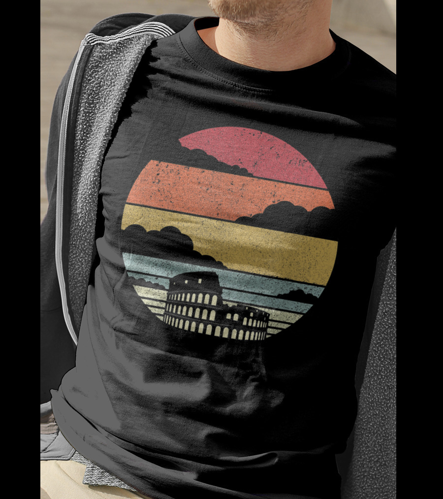 Colosseum Rome Italy Vintage Sunset Stripes T-Shirt