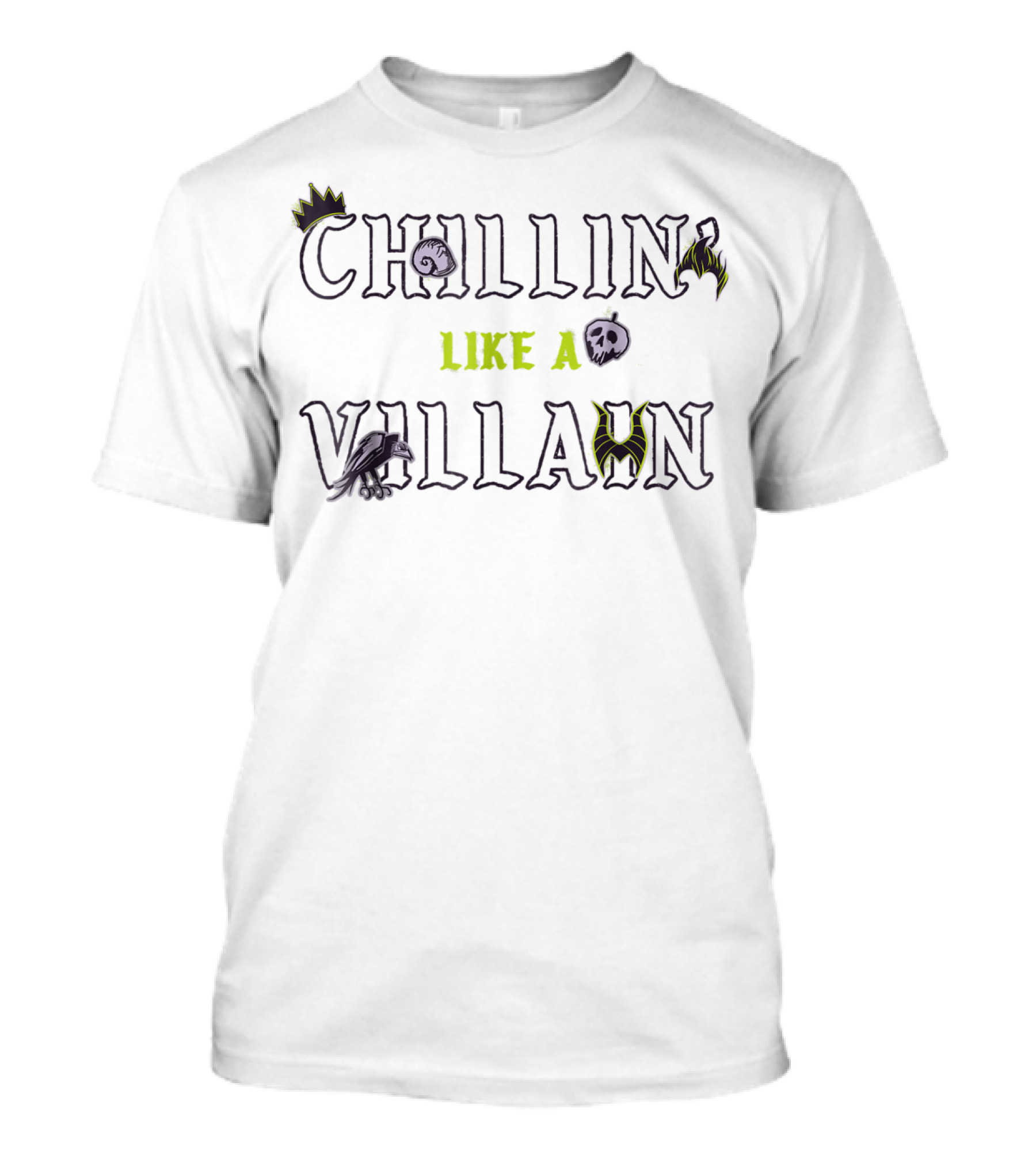 Disney Chillin Like A Villain Crown Skull Bat Raven Snake T-Shirt