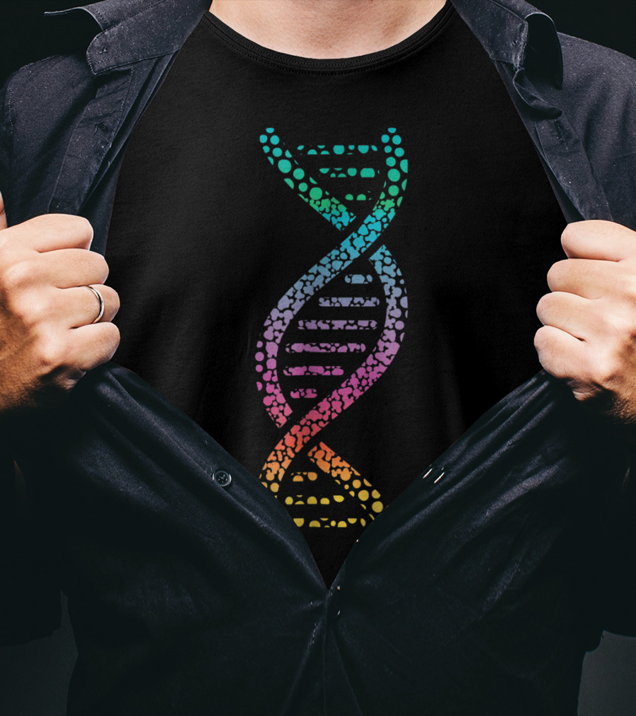 DNA Molecular World Genes Biology Lover Geek Rainbow Spiral T-Shirt