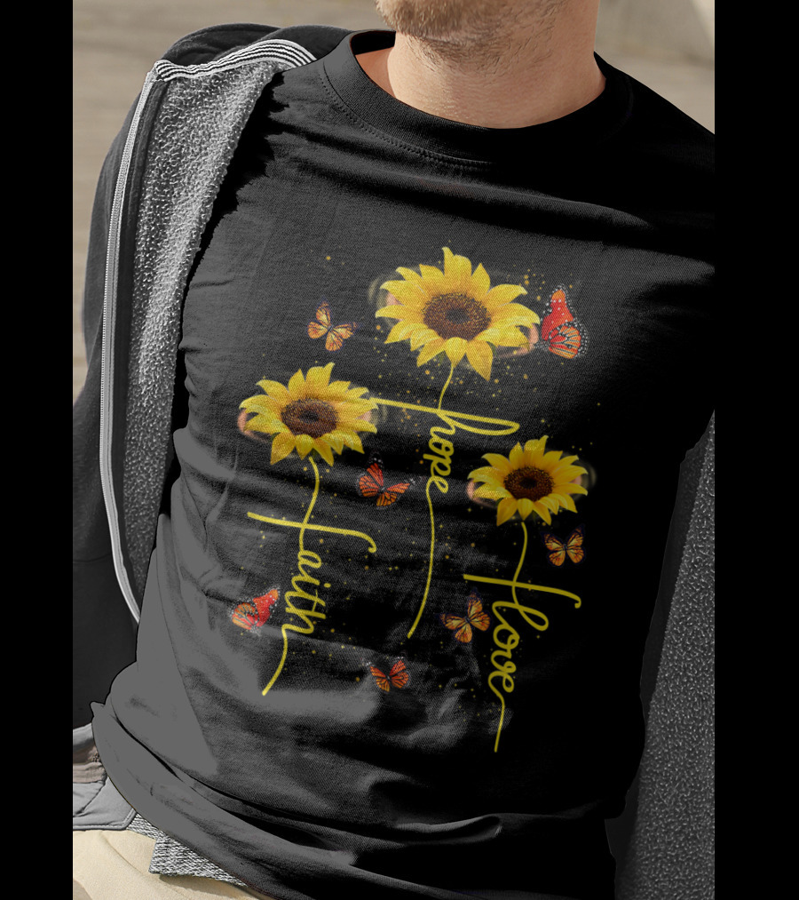 Faith Hope Love Butterfly Sunflower T-Shirt