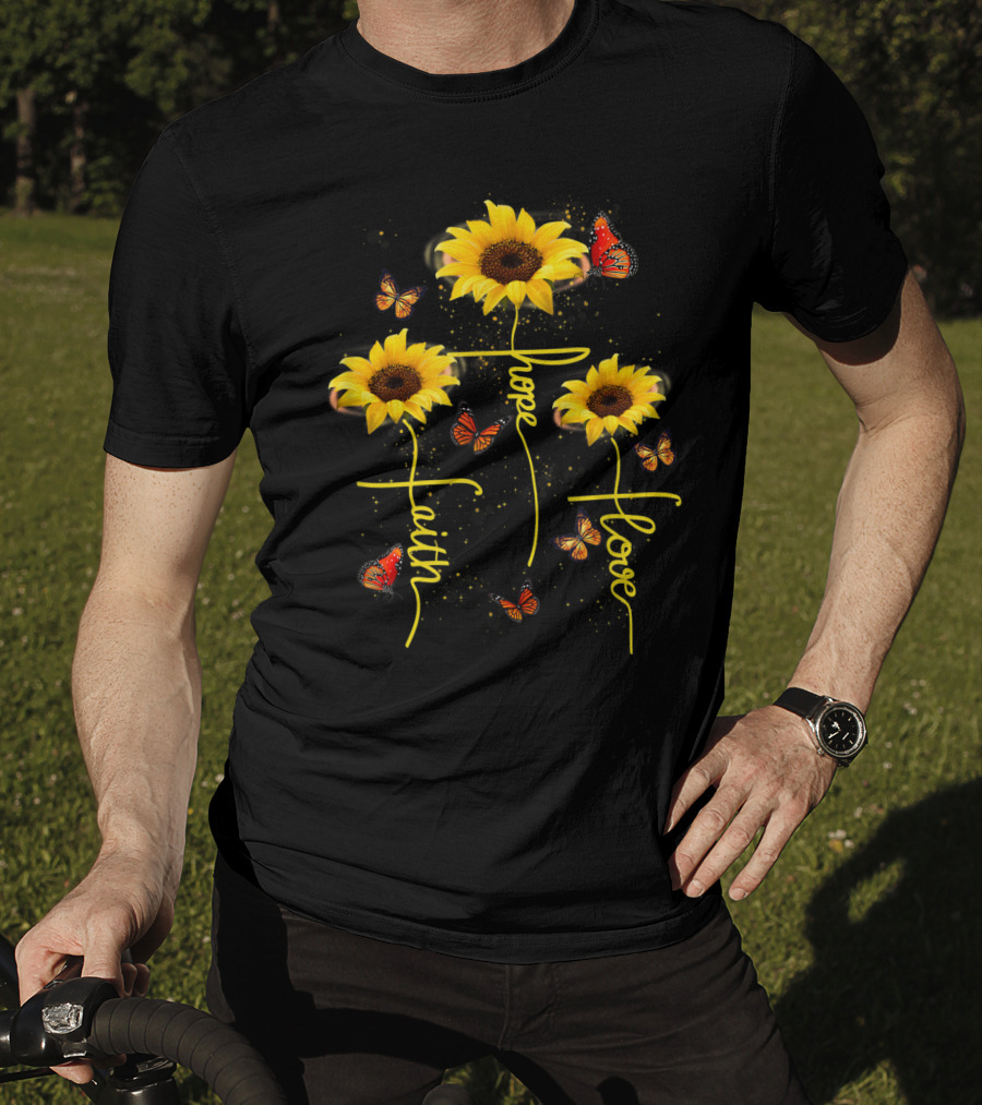 Faith Hope Love Butterfly Sunflower T-Shirt