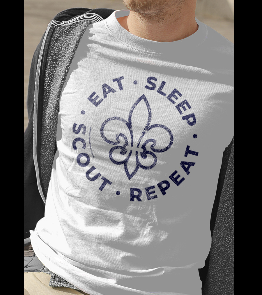 Eat Sleep Scout Repeat Fleur-de-Lis FunkyDroid Funny T-Shirt