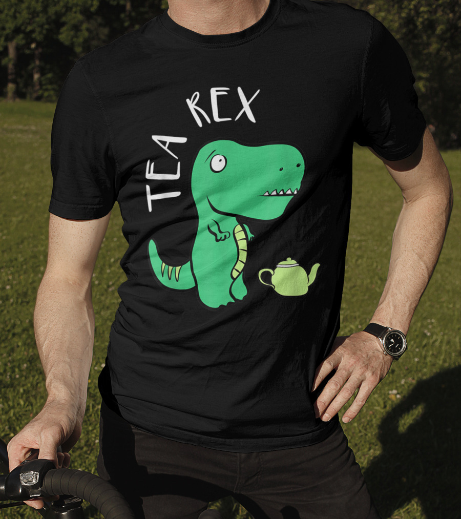 Tea Rex Dino With Green Teapot Cute Tea Time T-Shirt