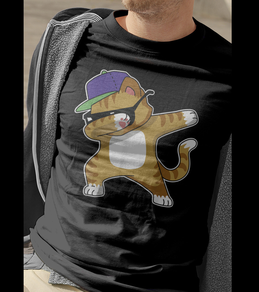 Dabbing Cat Funny Cat Dab Dance Cool Cap T-Shirt