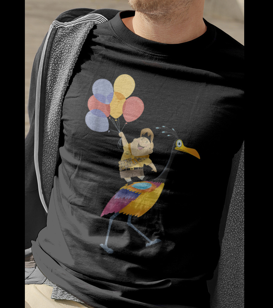 Russell Riding Kevin With Balloons Disney Pixar Up T-Shirt