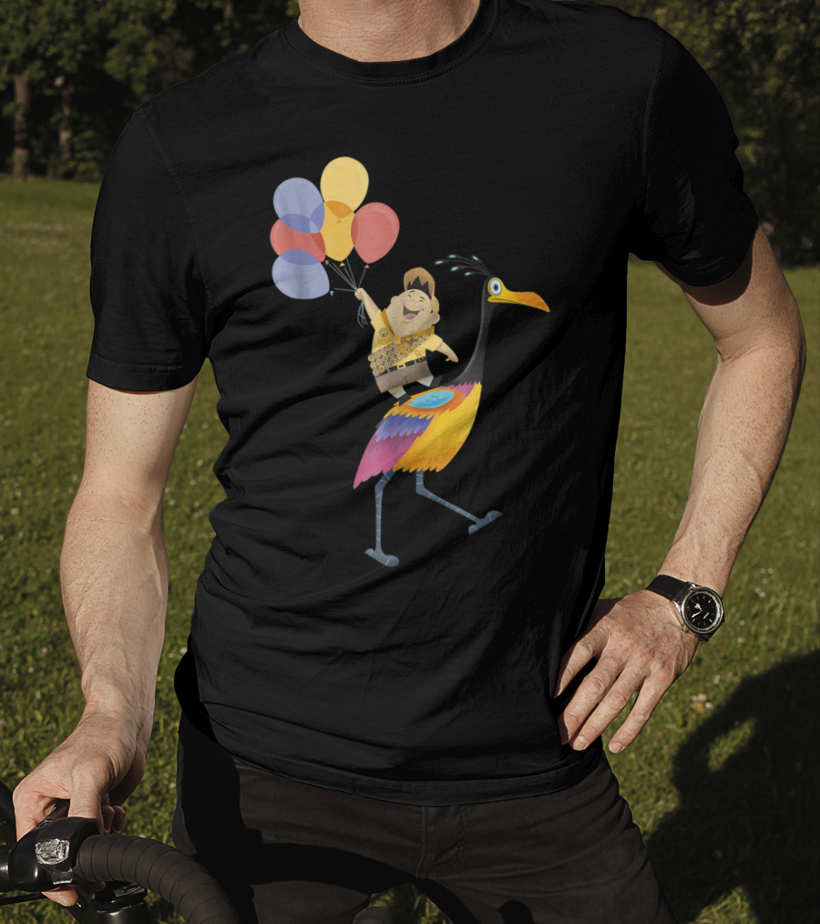 Russell Riding Kevin With Balloons Disney Pixar Up T-Shirt