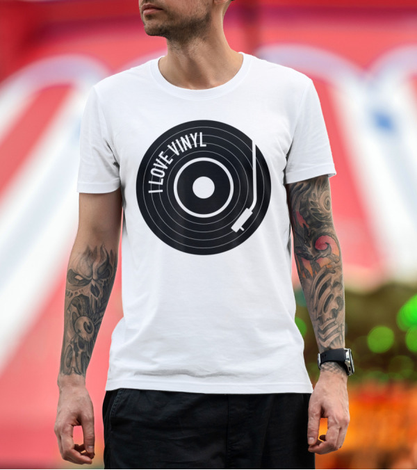 Premium T-Shirt: I Love Vinyl Record Player Vintage Music Enthusiast T-Shirt I Love Vinyl Record Player Vintage Music Enthusiast T-Shirt