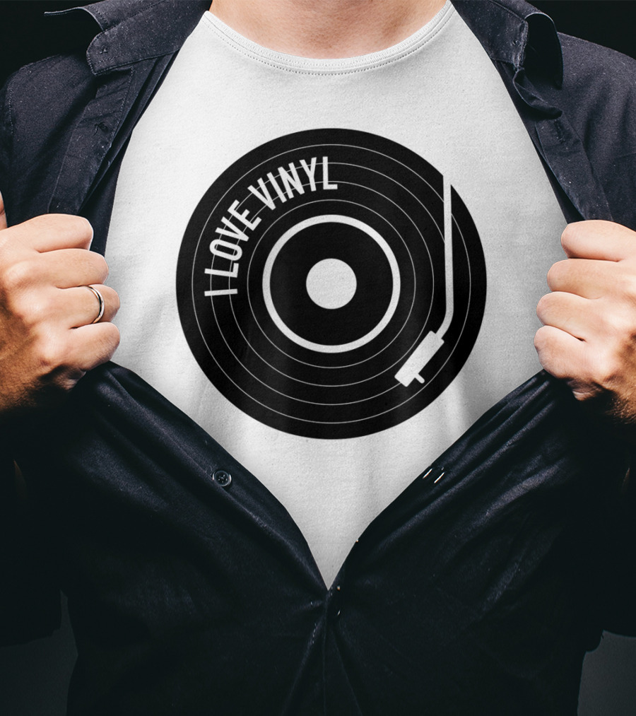 I Love Vinyl Record Player Vintage Music Enthusiast T-Shirt