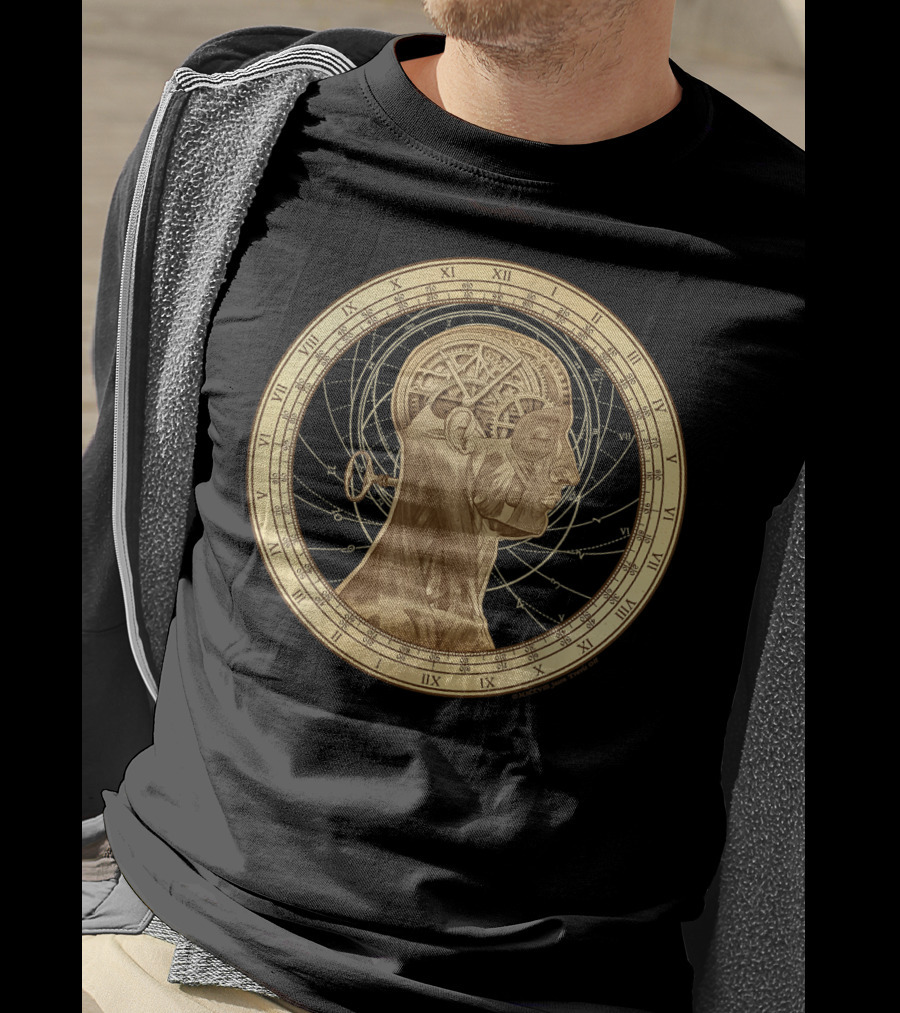 Cognition Steampunk Roman Numerals Clockwork Head T-Shirt