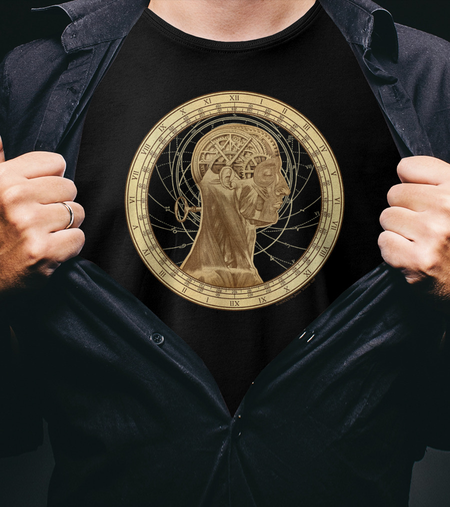 Cognition Steampunk Roman Numerals Clockwork Head T-Shirt