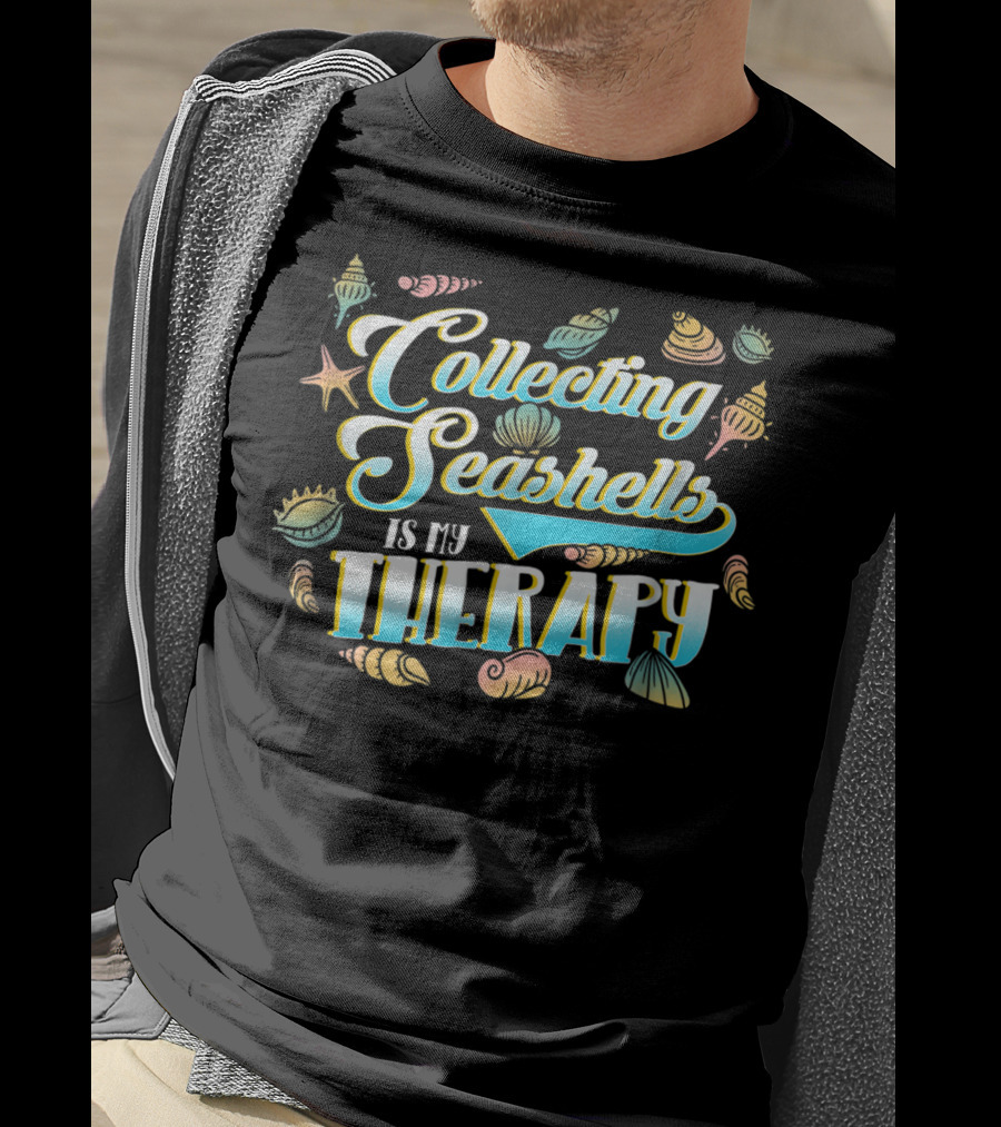 Collecting Seashells Is My Therapy Vintage Sea Shells T-Shirt