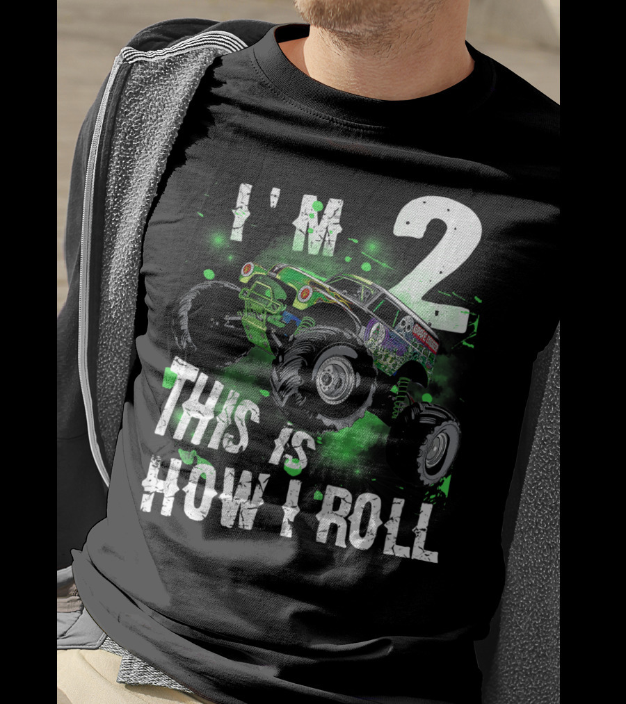 Kids I'm 2 This Is How I Roll Monster Truck T-Shirt