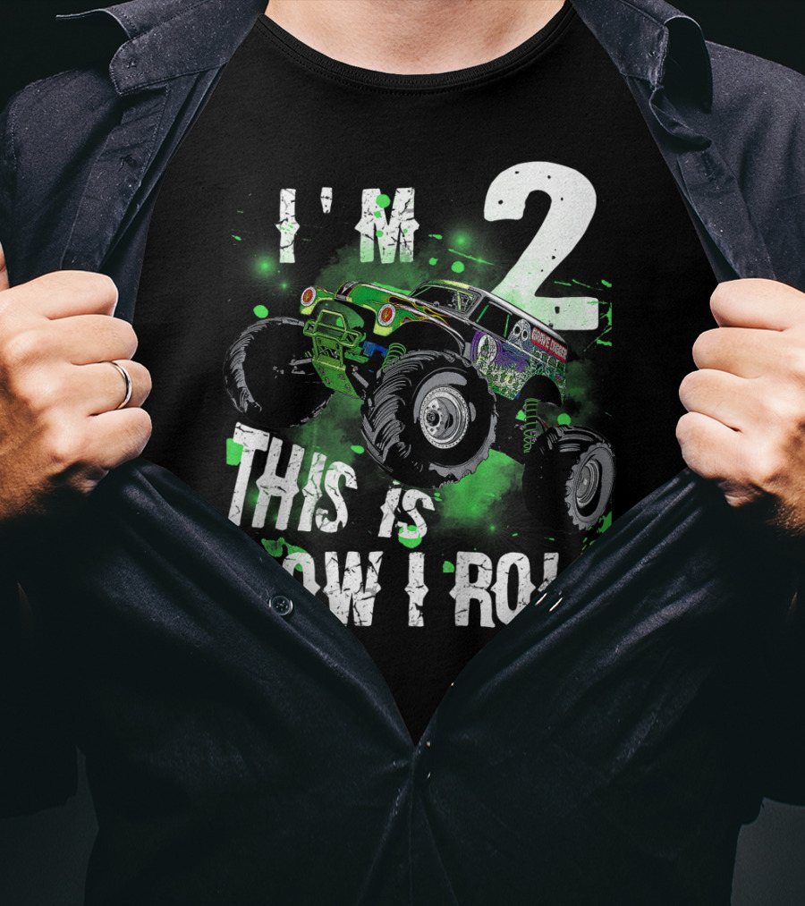 Kids I'm 2 This Is How I Roll Monster Truck T-Shirt