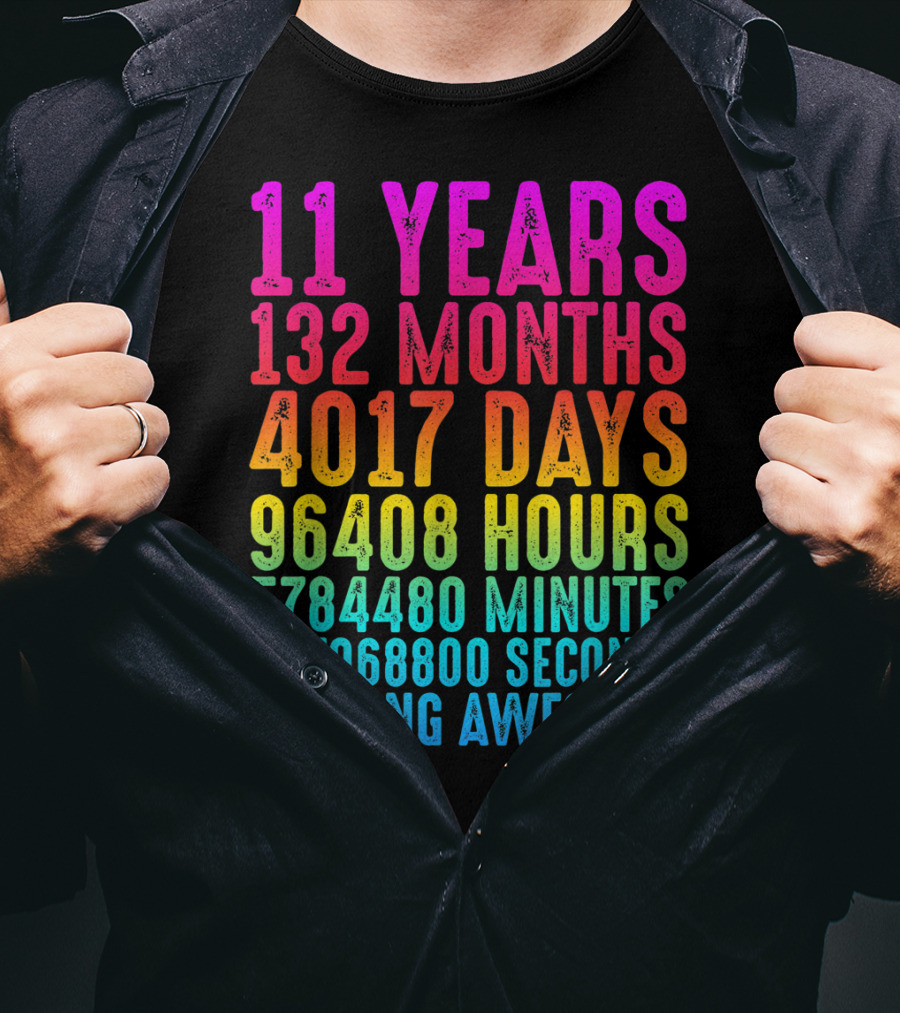 11 Years 132 Months 4017 Days 96408 Hours 5784480 Minutes 347068800 Seconds Of Being Awesome T-Shirt