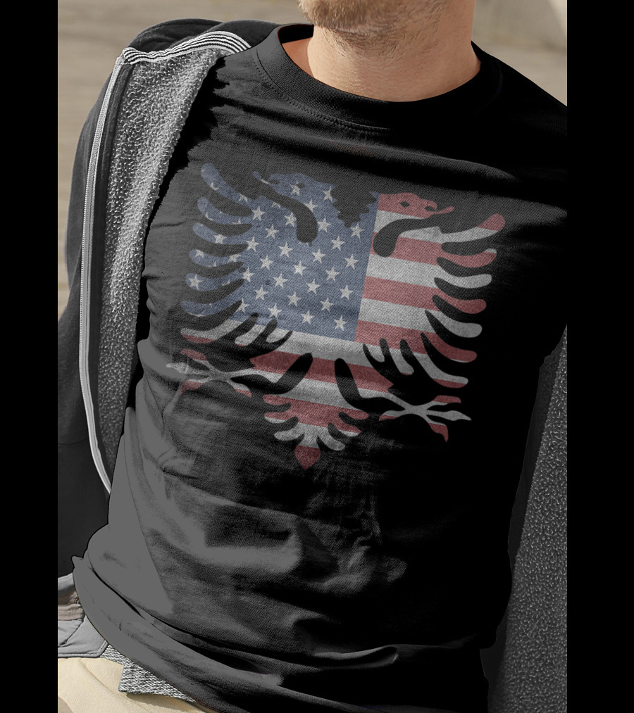 Albanian American Flag Roots USA Eagle T-Shirt