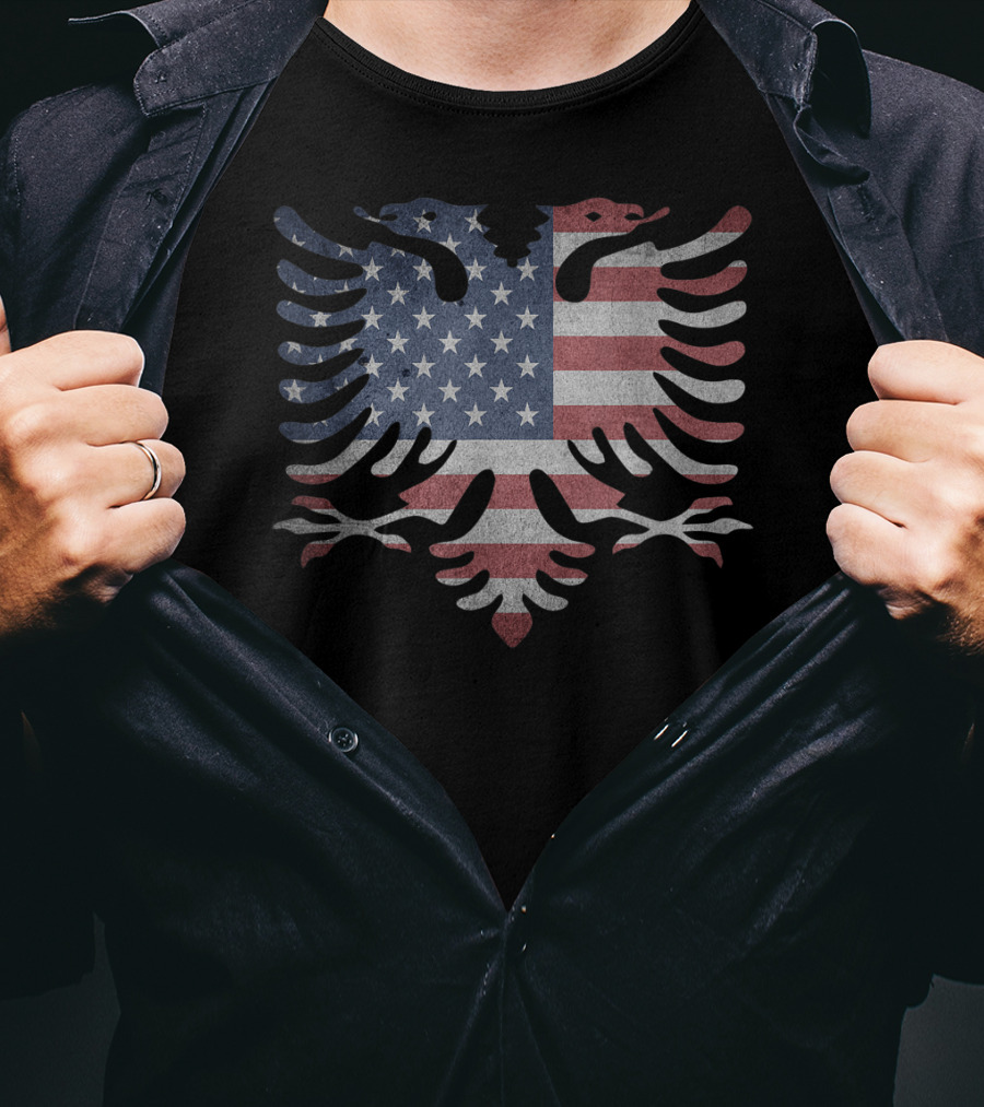 Albanian American Flag Roots USA Eagle T-Shirt