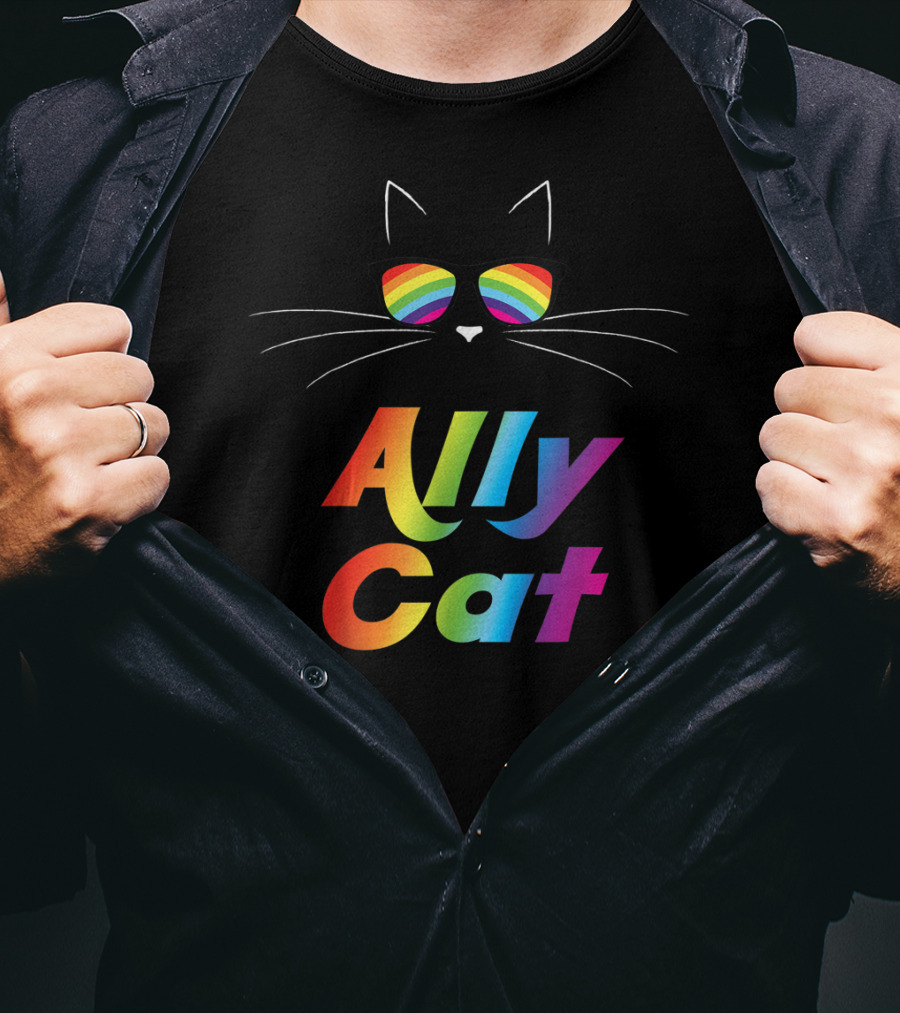 Ally Cat Rainbow Sunglasses Kitty T-Shirt