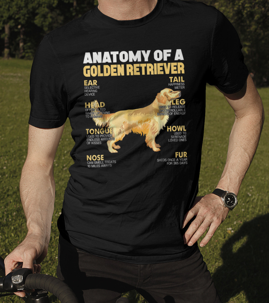 Anatomy Of A Golden Retriever Head Tongue Nose Leg Tail Fur Ear Howl T-Shirt
