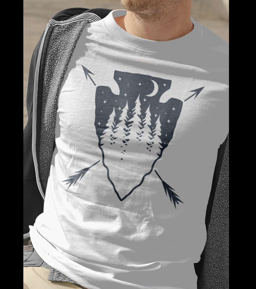 Arrowhead Pine Tree Moon With Crossed Arrows T-Shirt