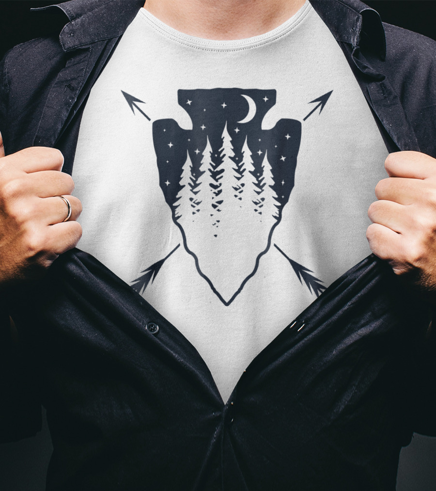 Arrowhead Pine Tree Moon With Crossed Arrows T-Shirt
