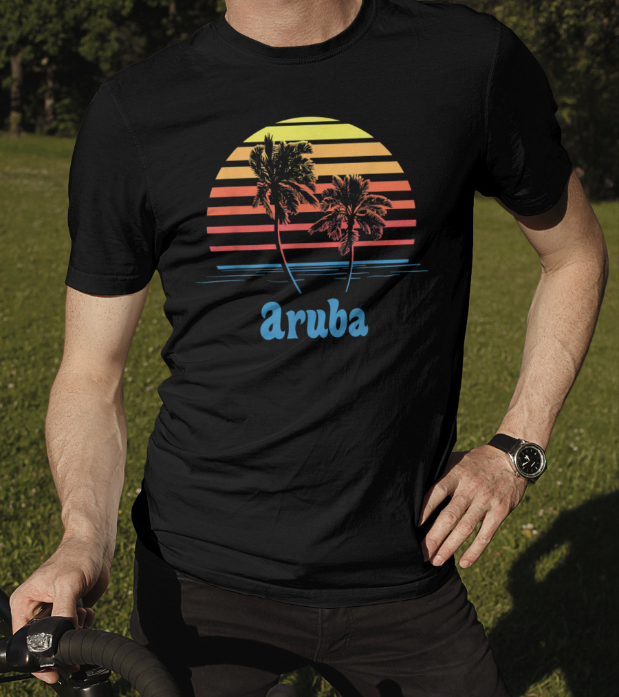 Aruba Palm Trees Sunset Beach Vacation Vibes T-Shirt