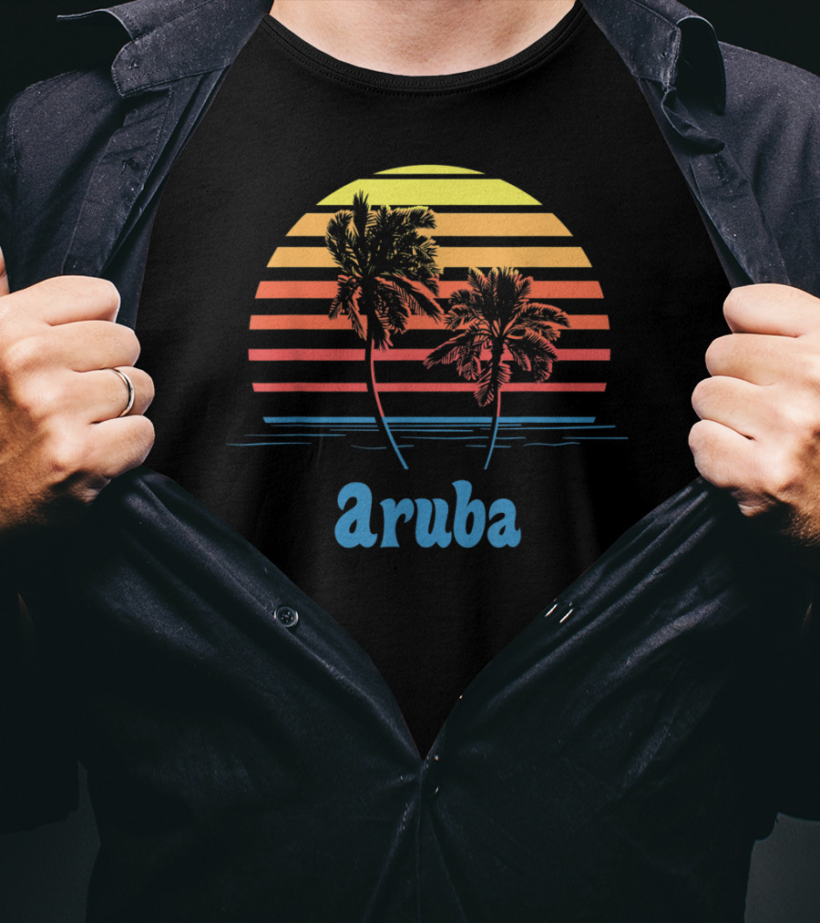 Aruba Palm Trees Sunset Beach Vacation Vibes T-Shirt