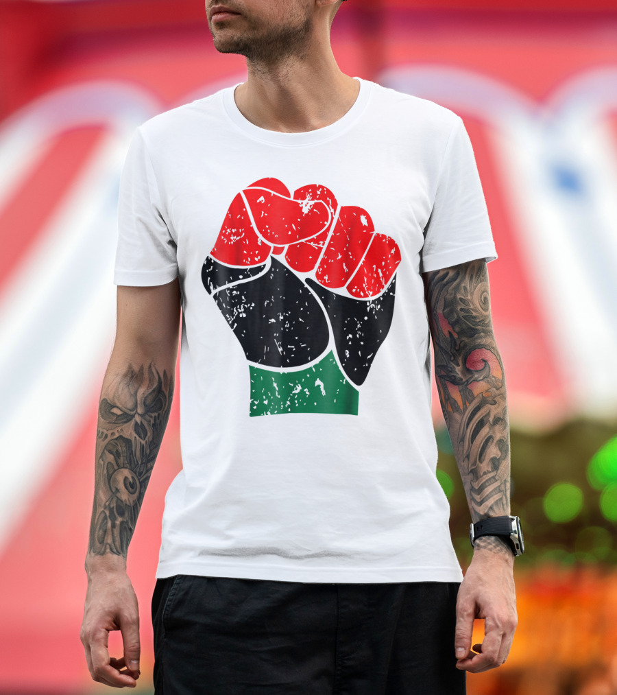 Black History Red Black and Green Pride Fist Symbol of Empowerment T-Shirt